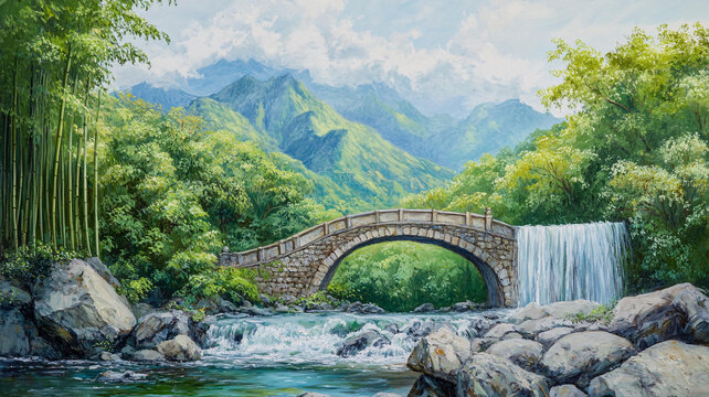 石橋風景畫