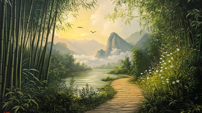 竹林立體畫