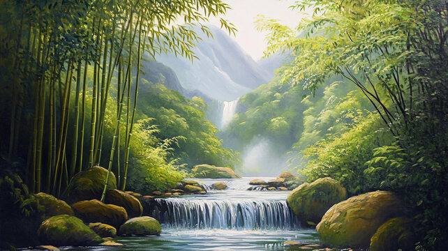 竹林立體畫