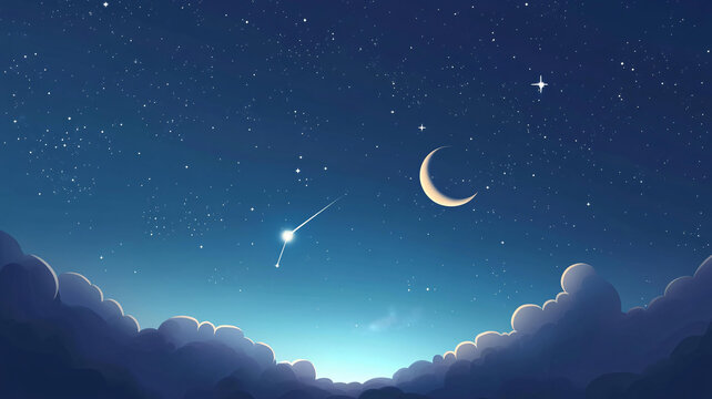 夜晚云彩星星