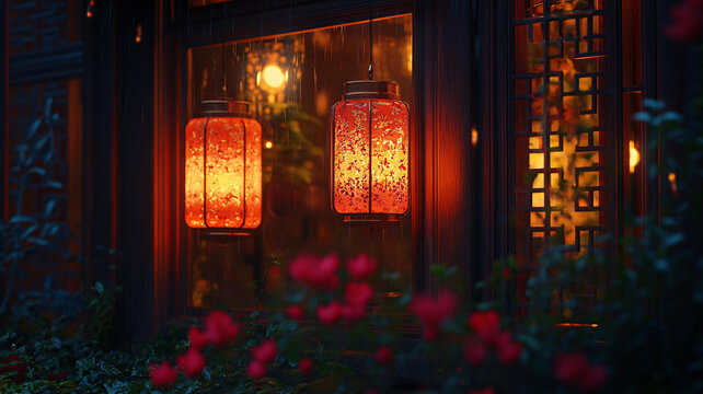 雨中宮燈