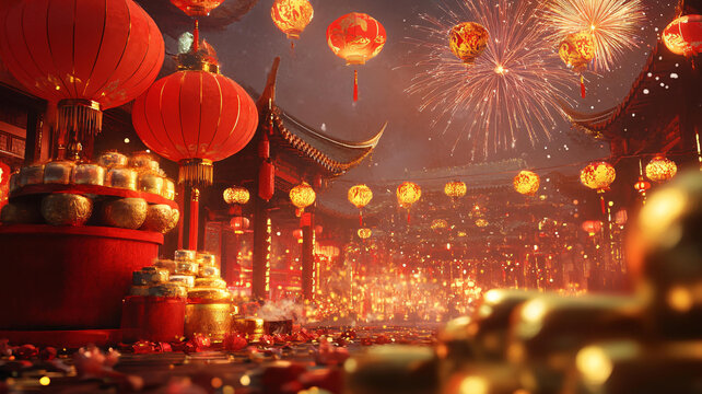 喜慶場(chǎng)景燈籠密布