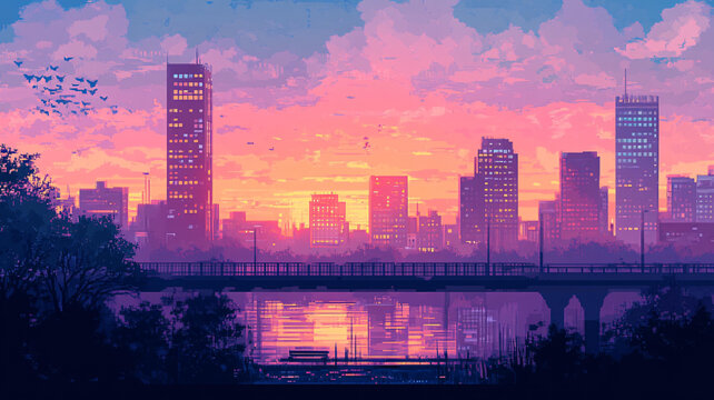 城市夕陽