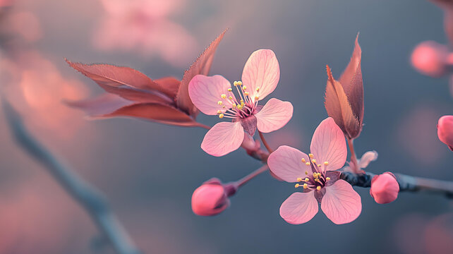 櫻花飄落花瓣