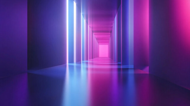 流光溢彩的霓虹燈走廊