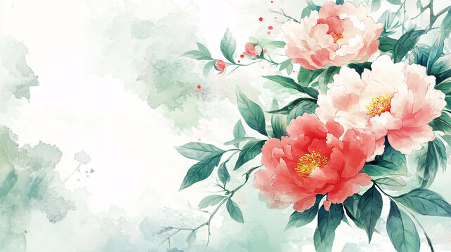 唯美風(fēng)水彩牡丹