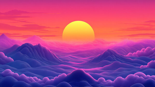 漸變山水畫
