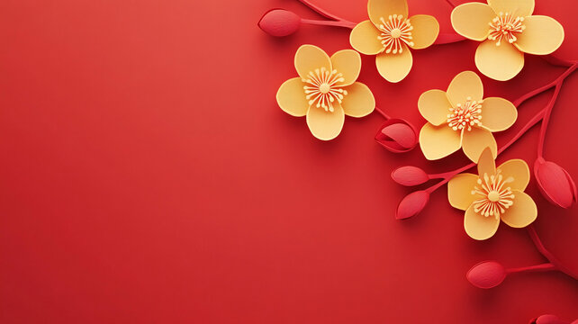 簡紅大氣花朵