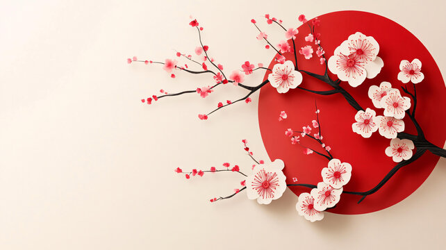 紅底梅花