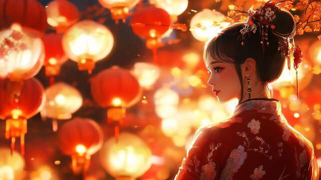古風美女過年