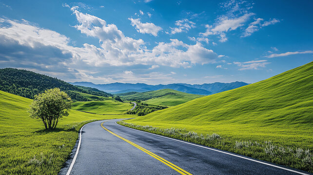山谷草原道路