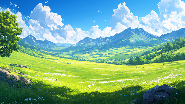 草地原畫