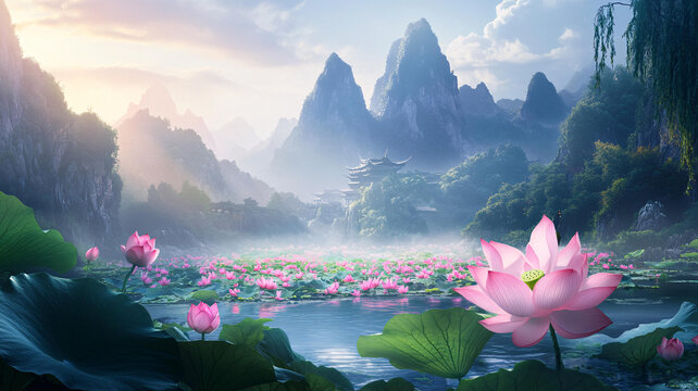 荷花大場景
