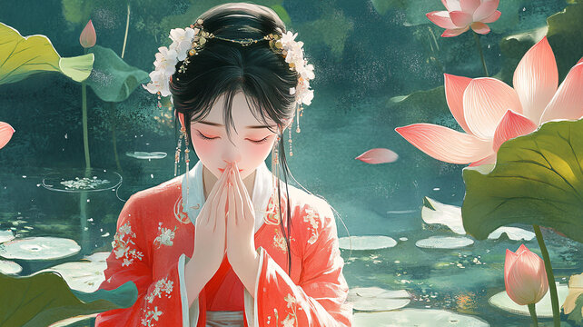 荷葉漢服女生
