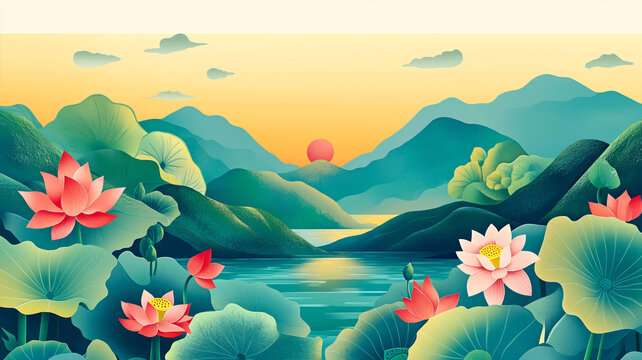 中式山湖