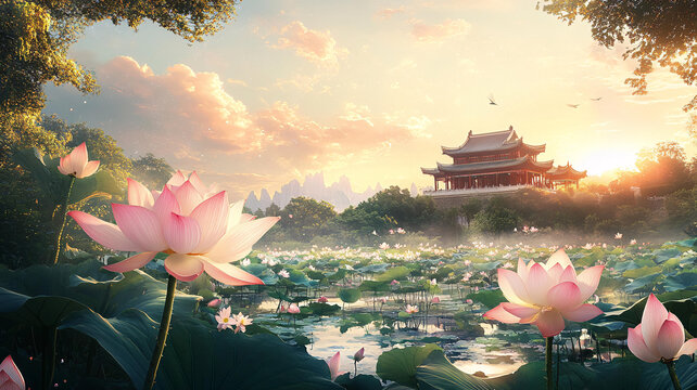 荷花大場景