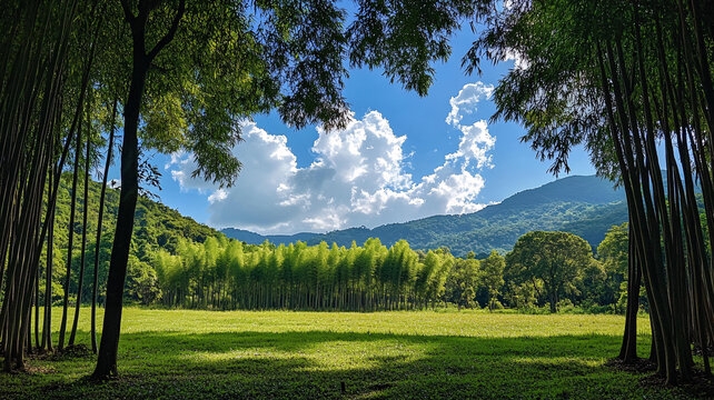 竹林山丘