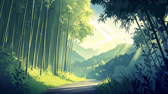 竹林高山背景