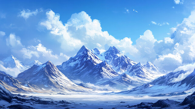 雪山原畫