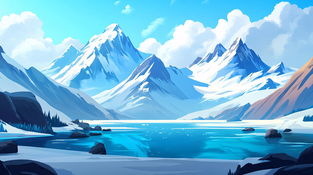 雪山原畫