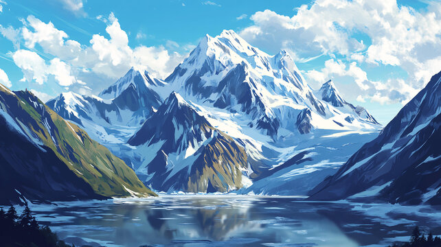 雪山原畫