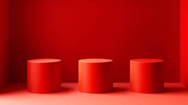 紅色立體場景舞臺展臺