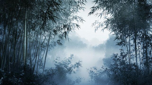 竹林淡霧