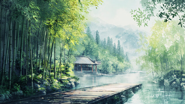 竹林意境圖
