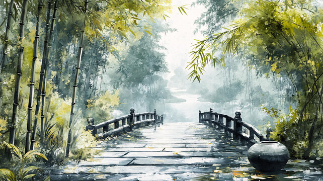 竹林小路裝飾畫(huà)