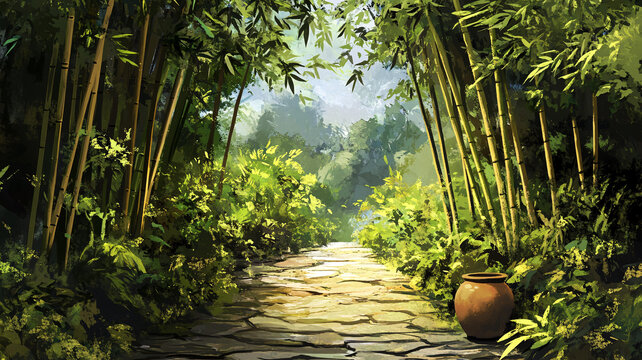 竹林小路背景