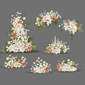 白粉香檳婚禮花藝素材