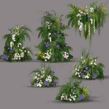 粉紫綠植婚禮花藝素材