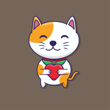 抱著愛心的卡通貓咪圖標(biāo)