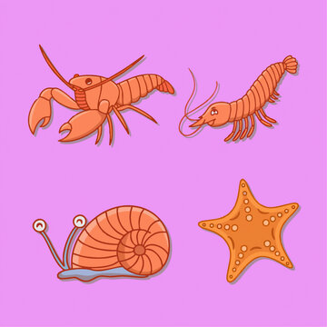 海鮮貝類海洋生物圖案圖標(biāo)