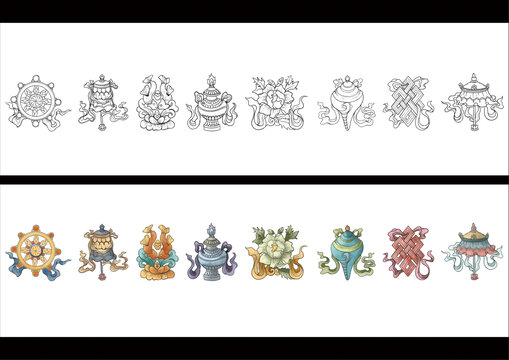 八寶圖插畫元素