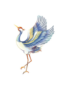 國風仙鶴插畫元素