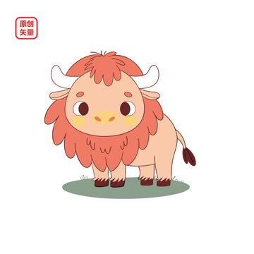 矢量插圖動(dòng)物簡(jiǎn)約卡通牛