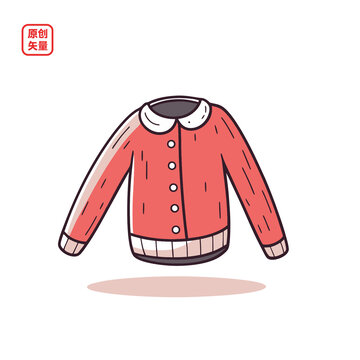 矢量插圖衣服簡約紅色毛衣