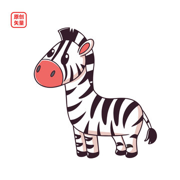 矢量插圖動(dòng)物卡通小斑馬
