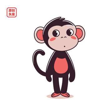 矢量插圖動(dòng)物卡通小猴子