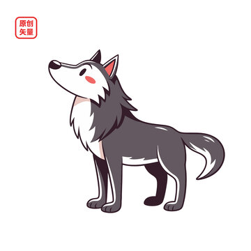 矢量插圖動(dòng)物卡通小狼