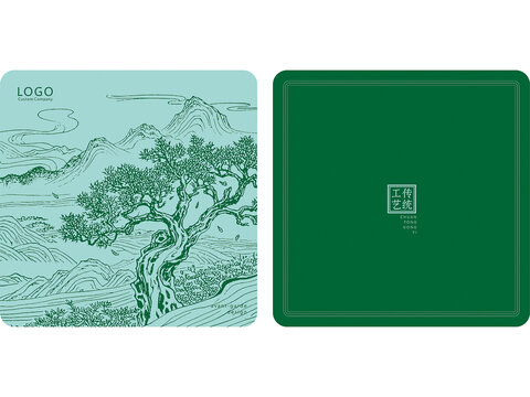 茶葉禮盒鐵盒罐標(biāo)設(shè)計(jì)模板荒野茶樹底紋封面
