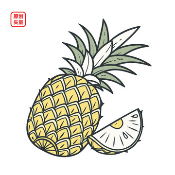 矢量插圖簡約水果菠蘿