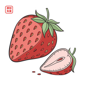 矢量插圖簡約水果草莓