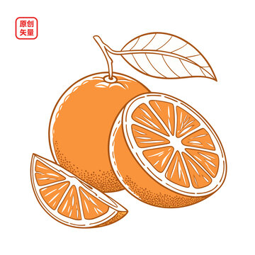 矢量插圖簡約水果橙子