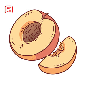 矢量插圖簡約水果桃子