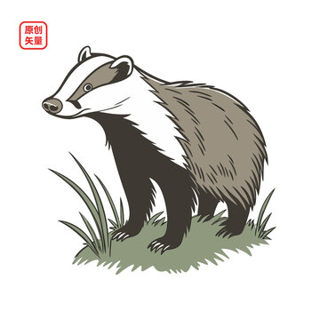 矢量插圖動(dòng)物簡(jiǎn)約獾