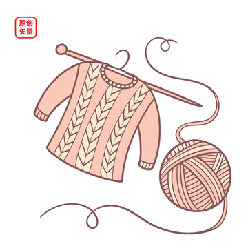 矢量插圖衣服針織毛衣毛線