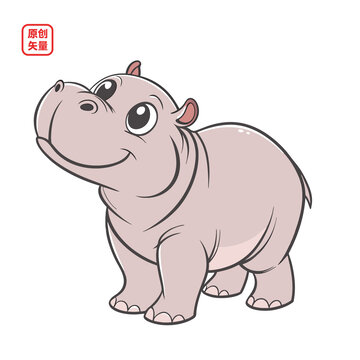 矢量插圖動物微笑小河馬