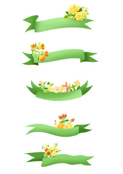 春天絲帶綢緞裝飾標(biāo)題欄元素